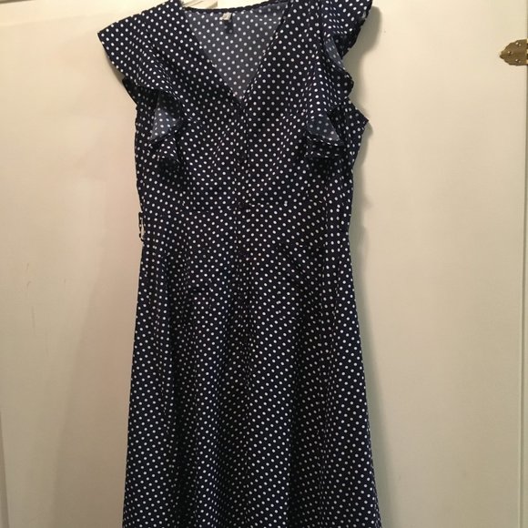CMSJ Dresses & Skirts - Navy Blue/ White CMSJ Polka Dot Dress